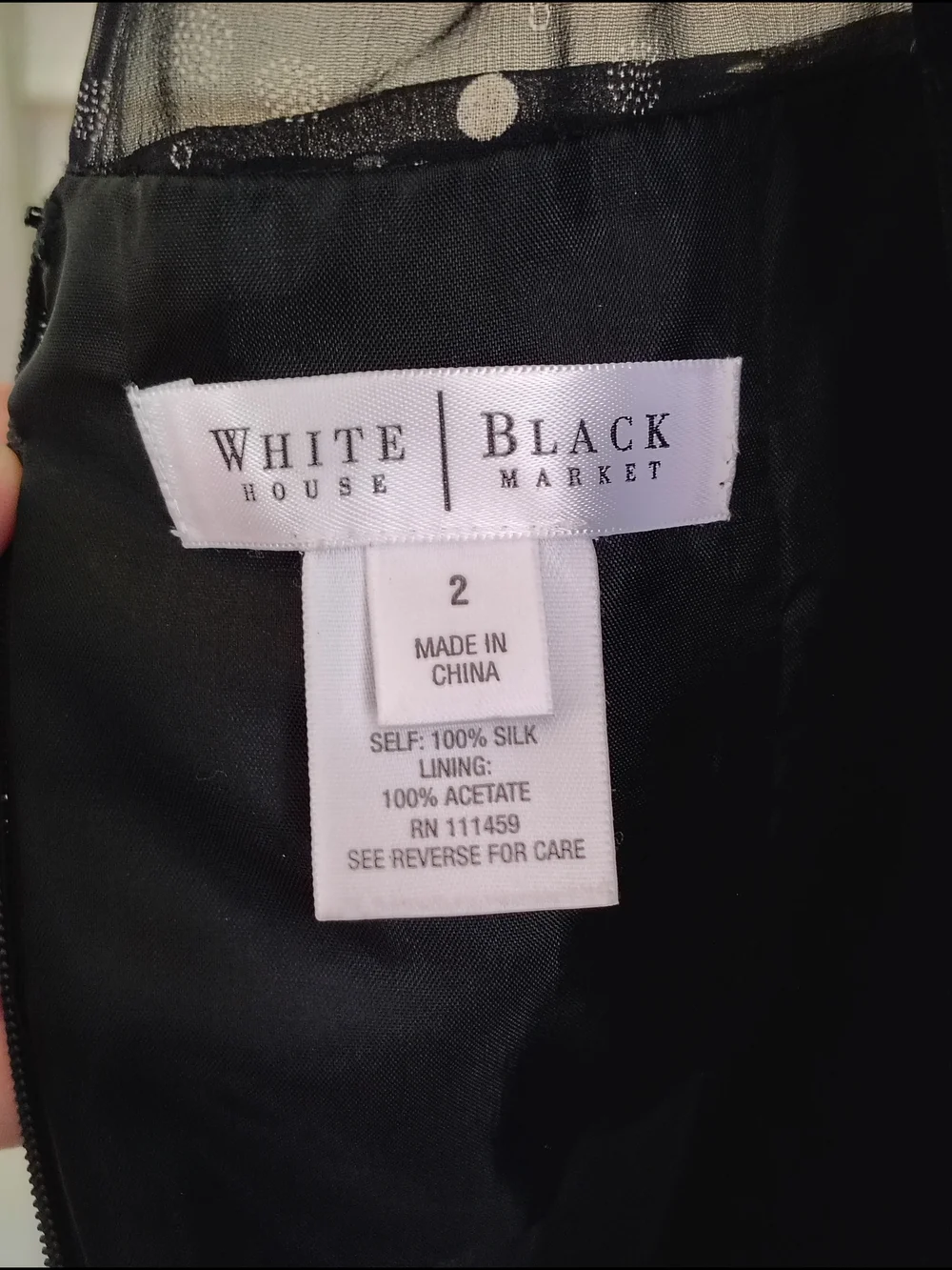 White House Black Market Black Polka Dot Silk Midi Dress Size 2 – Like New - Picture 12 of 16